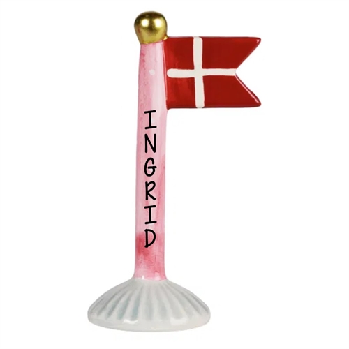 Flag Lyserød/Prikker H: 14cm keramik