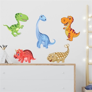 Printet farverige Dinos  - wallstickers