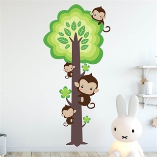 Printet Træ med søde aber - wallstickers