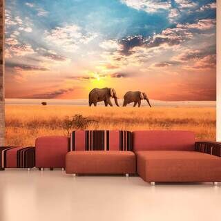 Fototapet - Afrikanske savanne elefanter