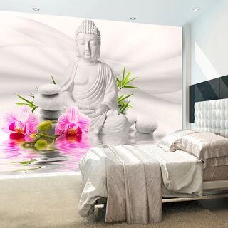 Fototapet - Buddha and Orchids