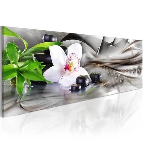 Billede - Zen composition: bamboo, orchid and stones