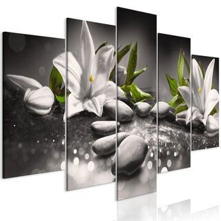 Billede - Lilies and Stones (5 Parts) Wide Grey