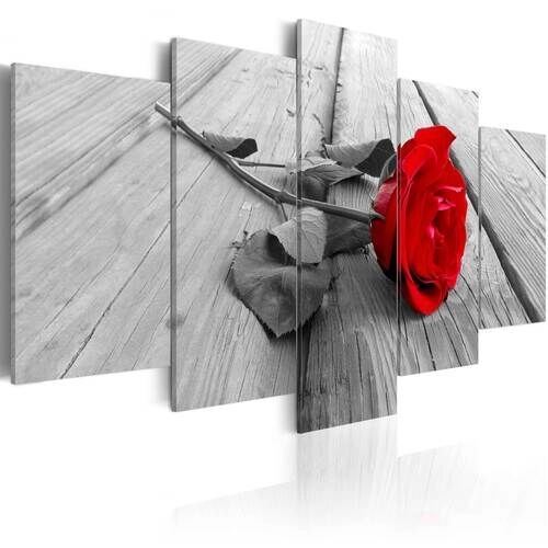 Billede - Rose on Wood (5 Parts) Wide Red