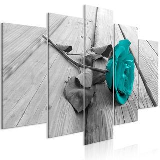 Billede - Rose on Wood (5 Parts) Wide Turquoise