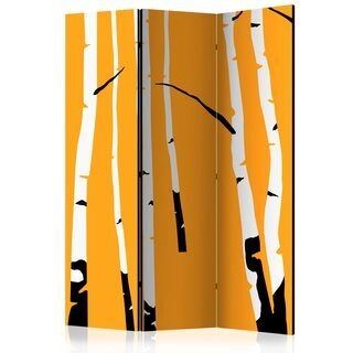 Skærmvæg - Birches on the orange background [Room Dividers]