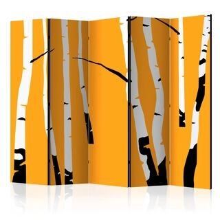 Skærmvæg - Birches on the orange background II [Room Dividers]