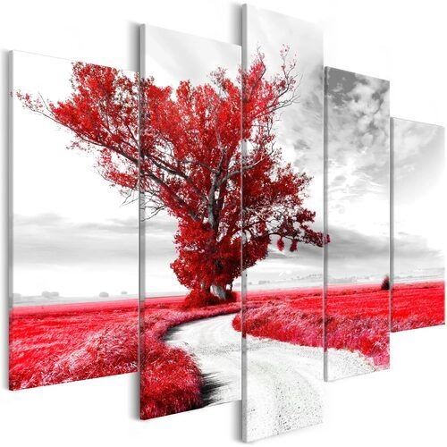 Billede - Tree near the Road (5 Parts) Red