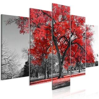 Billede - Autumn in the Park (5 Parts) Wide Red