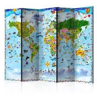 Skærmvæg - World Map for Kids II [Room Dividers]