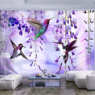 Fototapet - Flying Hummingbirds (Violet)