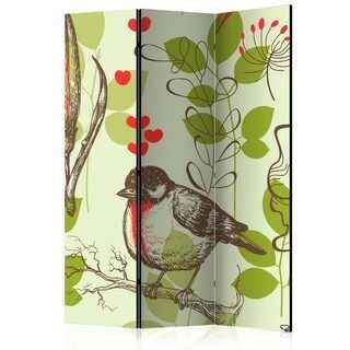 Skærmvæg - Bird and lilies vintage pattern [Room Dividers]