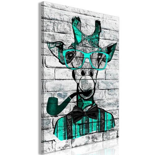 Billede - Giraffe with Pipe (1 Part) Vertical Green