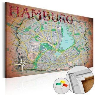 Billede på kork - Hamburg [Cork Map]