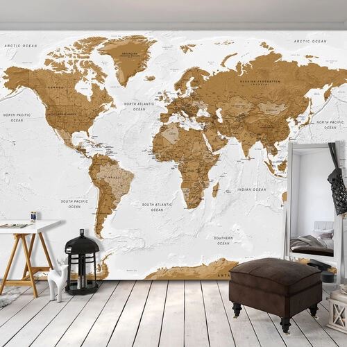 Fototapet - World Map: White Oceans