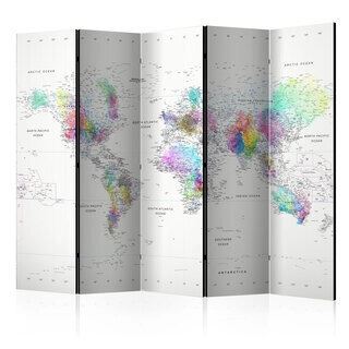 Skærmvæg - Room divider – White-colorful world map