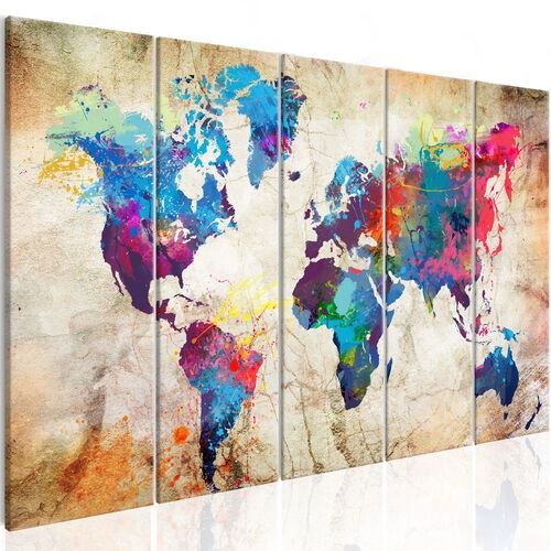 Billede - World Map: Colourful Ink Blots