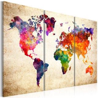 Billede - The World's Map in Watercolor