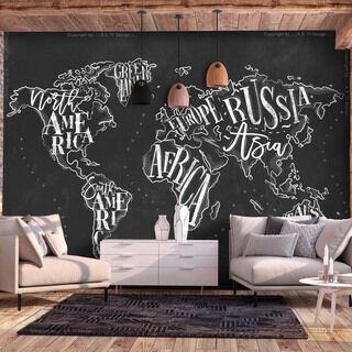 Fototapet - Retro Continents (Black)