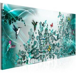 Billede - Hummingbirds Dance (1 Part) Turquoise Narrow