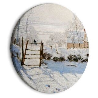 Rundt lærredsprint - Claude Monet’s Magpie - Normandy’s Painted Winter Landscape