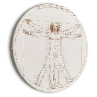 Rundt lærredsprint - Vitruvian Man by Leonardo Da Vinci - A Drawing of the Proportions of a Man’s Body