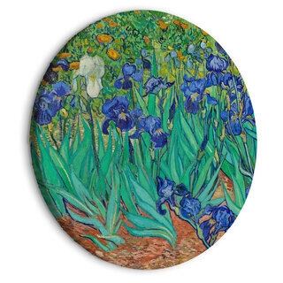 Rundt lærredsprint - Irises by Vincent Van Gogh - Blue Flowers in the Meadow