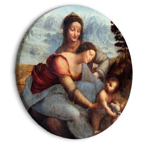 Rundt lærredsprint - The Virgin and Child with Saint Anne (Leonardo da Vinci)