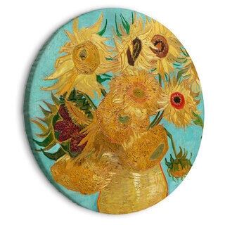 Rundt lærredsprint - Vase with Twelve Sunflowers  (Vincent van Gogh)