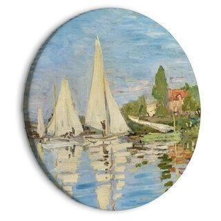 Rundt lærredsprint - Regatta in Argenteuil, Claude Monet - The Landscape of Sailboats on the River