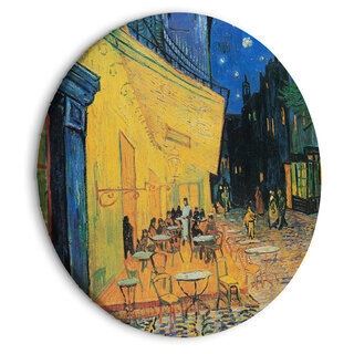 Rundt lærredsprint - Café Terrace at Night, Vincent Van Gogh - View of a French Street