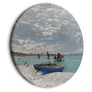 Rundt lærredsprint - Sainte-Adresse Beach, Claude Monet - Boats on the Seashore