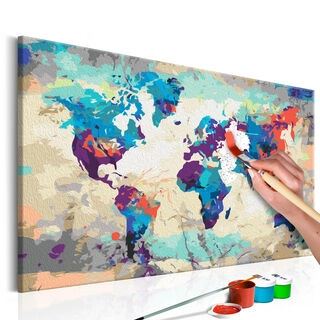 Mal selv billede - World Map (Blue & Red)