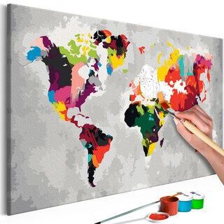 Mal selv billede - World Map (Bright Colours)