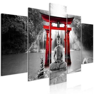 Billede - Buddha Smile (5 Parts) Wide Red