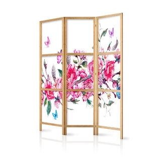 Japansk skærmvæg - Japanese Style: Flowers and Butterflies [Room Dividers]