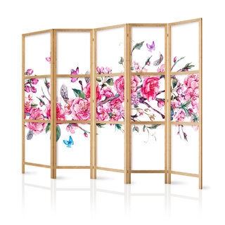 Japansk skærmvæg - Japanese Style: Flowers and Butterflies II [Room Dividers]