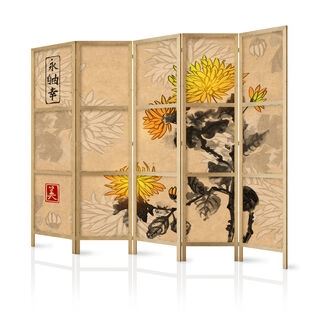 Japansk skærmvæg - Japanese Style: Chrysanthemums II [Room Dividers]