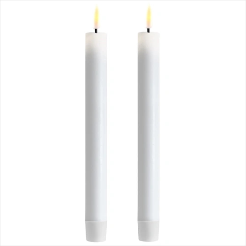 2 stk. Real Flame LED Kronelys -24 cm (Hvid)