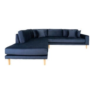 Lido Hjørnesofa - Blå Velour Venstrevendt