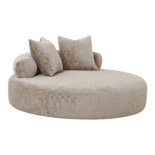 Cairo Daybed - Daybed med 2 puder i chenille, rund, natur