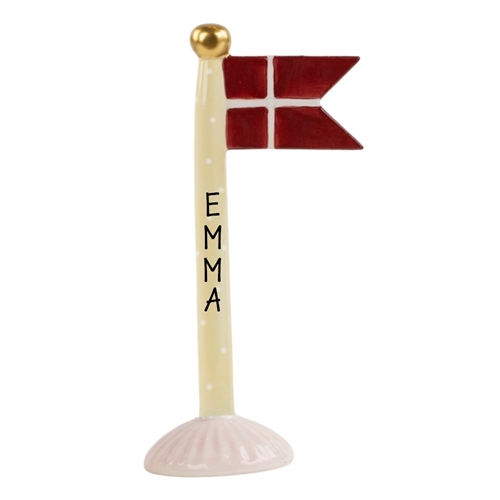 Flag blå/striber H: 19cm keramik