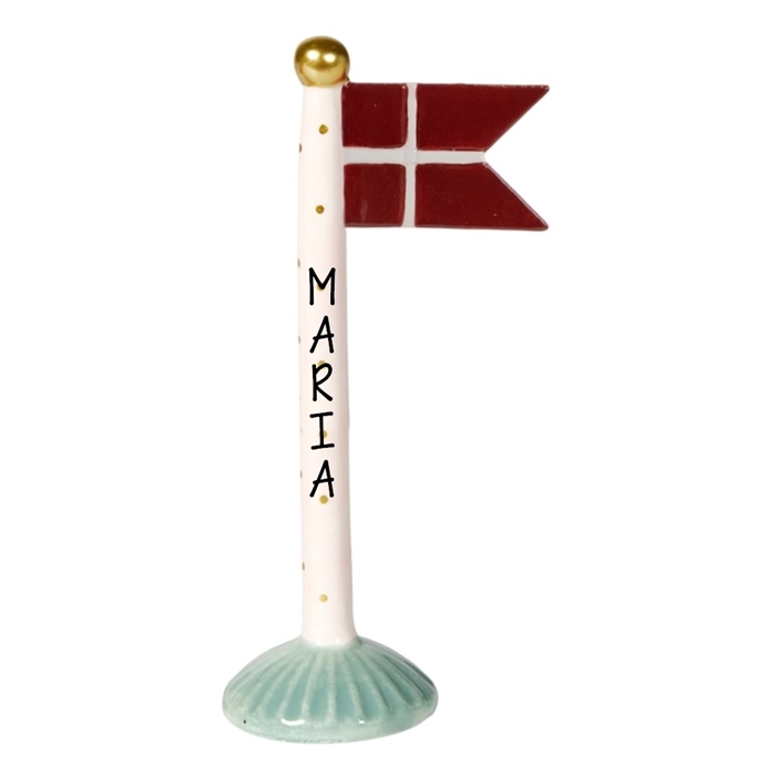 Flag blå/striber H: 19cm keramik