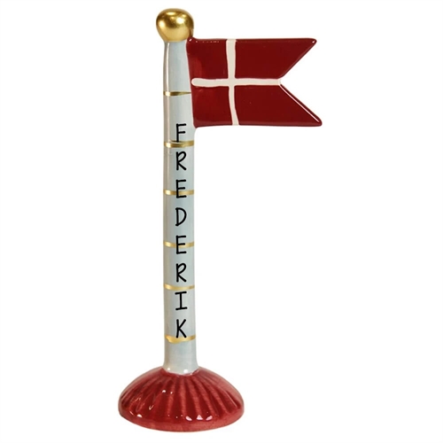 Flag blå/striber H: 19cm keramik