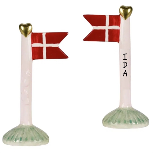 Flag Beige/striber H: 14cm keramik