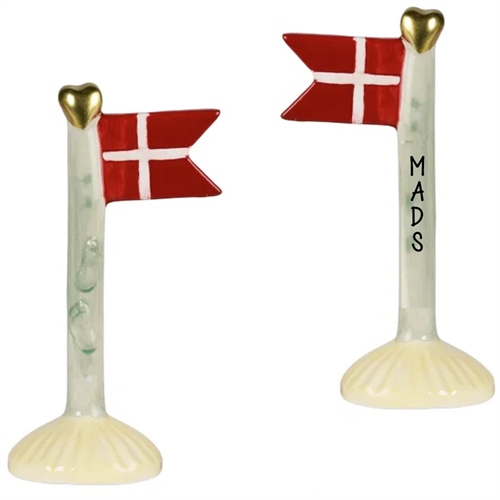 Flag Beige/striber H: 14cm keramik