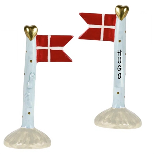 Flag Beige/striber H: 14cm keramik