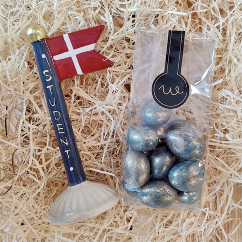 Lille gave med tillykke flag - Lyseblå