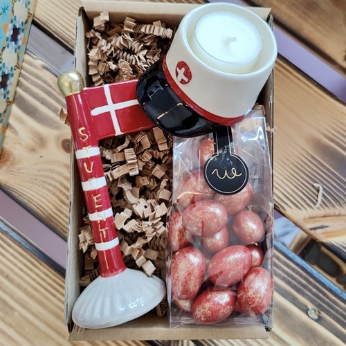 Lille gave med tillykke flag - Lyseblå