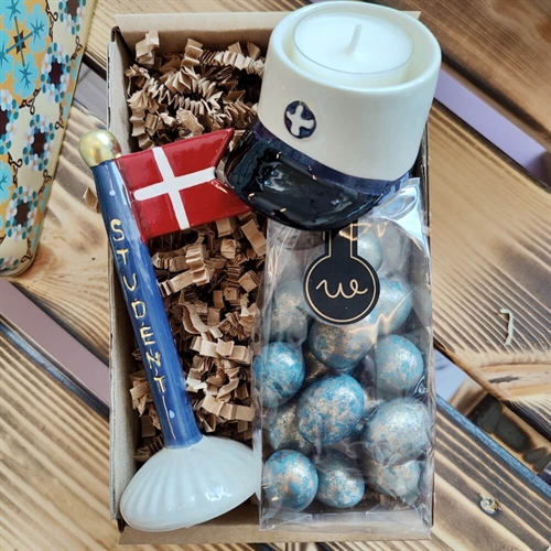 Lille gave med tillykke flag - Lyseblå